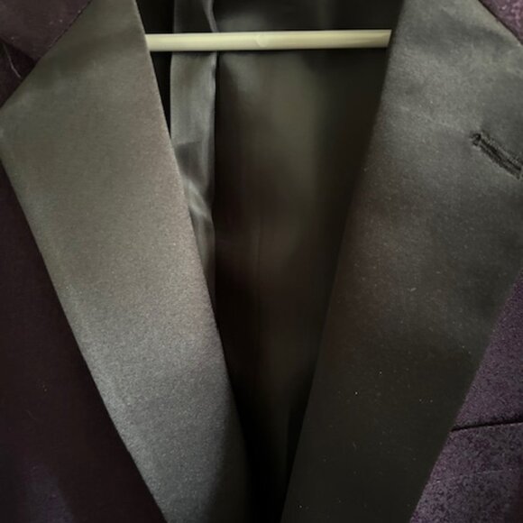 44R Jos A Bank Jacquard Dinner Jacket Blazer Tailored Fit Purple - Picture 11 of 13